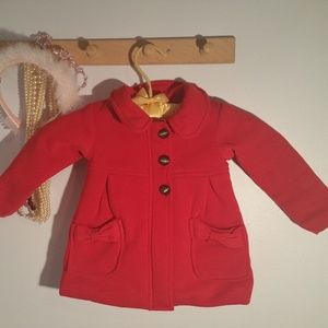 Me Jane Baby Size 12 Months Solid Red Fleece Coat